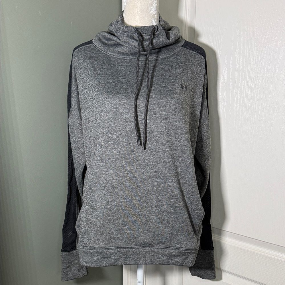 Under Armour Gray Hooded Pullover Sweatshirt Loose Fit XL Mesh